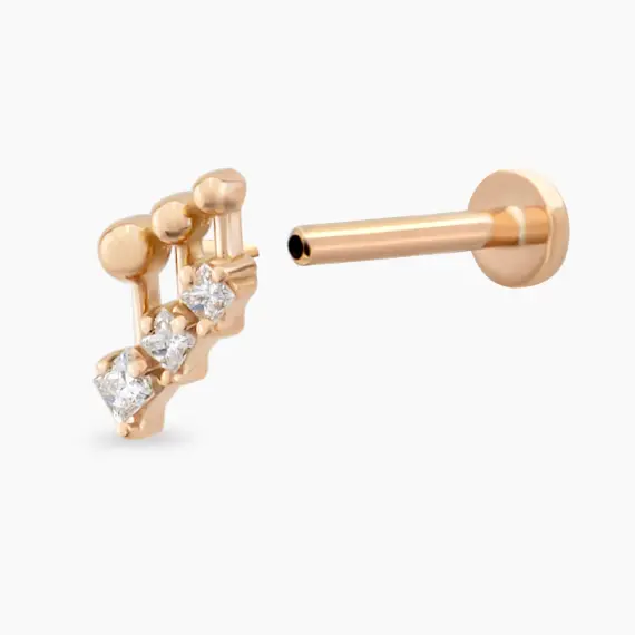 Nota Princess Cut Diamond Rose Gold Piercing - 4
