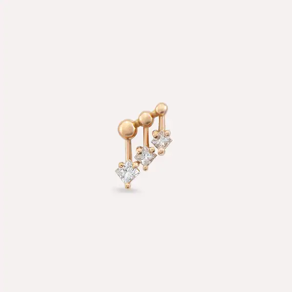 Nota Princess Cut Diamond Rose Gold Single Earring - 3