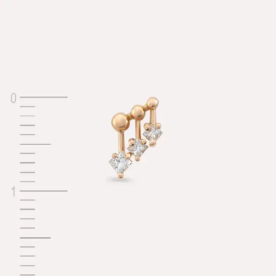 Nota Princess Cut Diamond Rose Gold Single Earring - 4