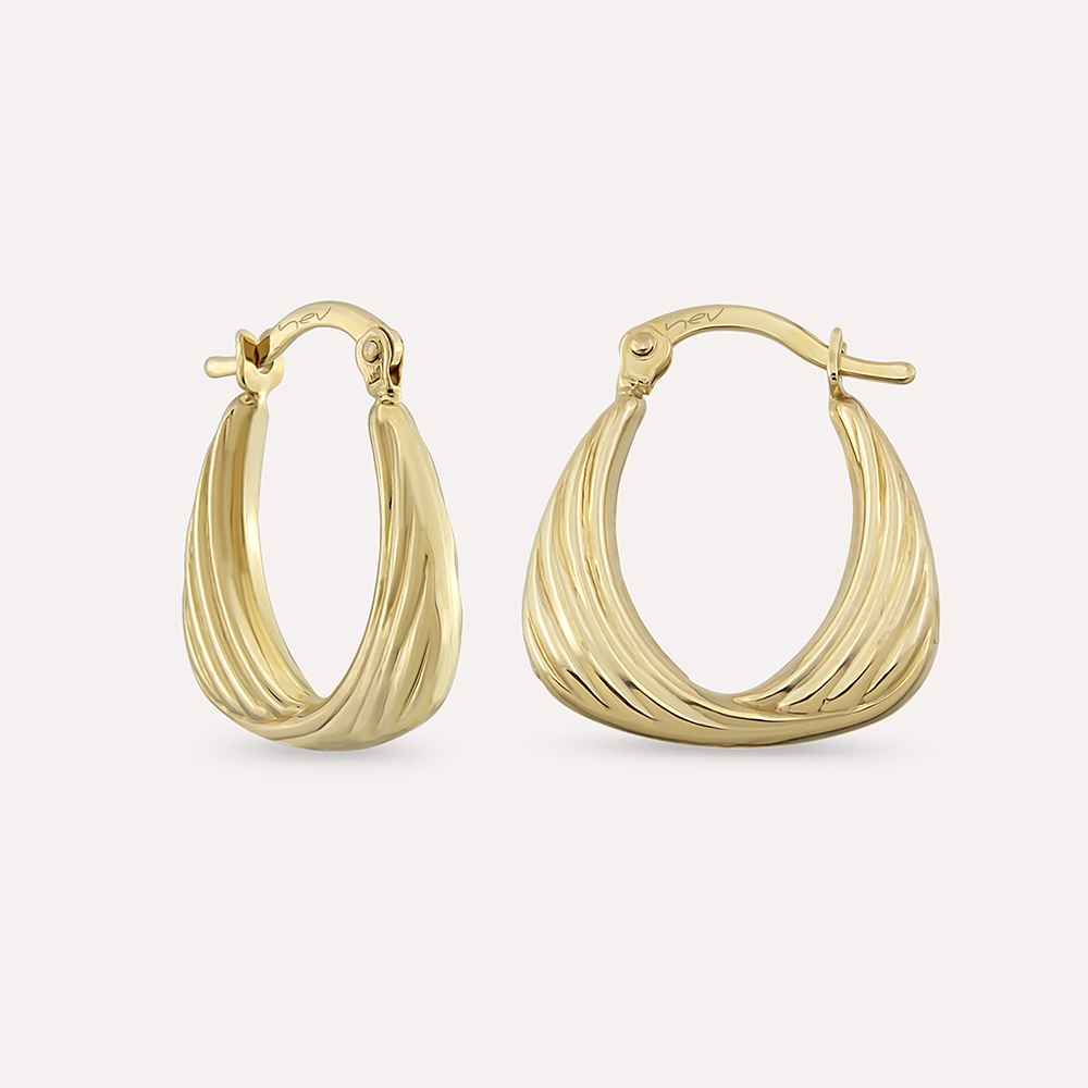 Nou II Sarı Altın Halka Küpe - Nev Jewellery (1)