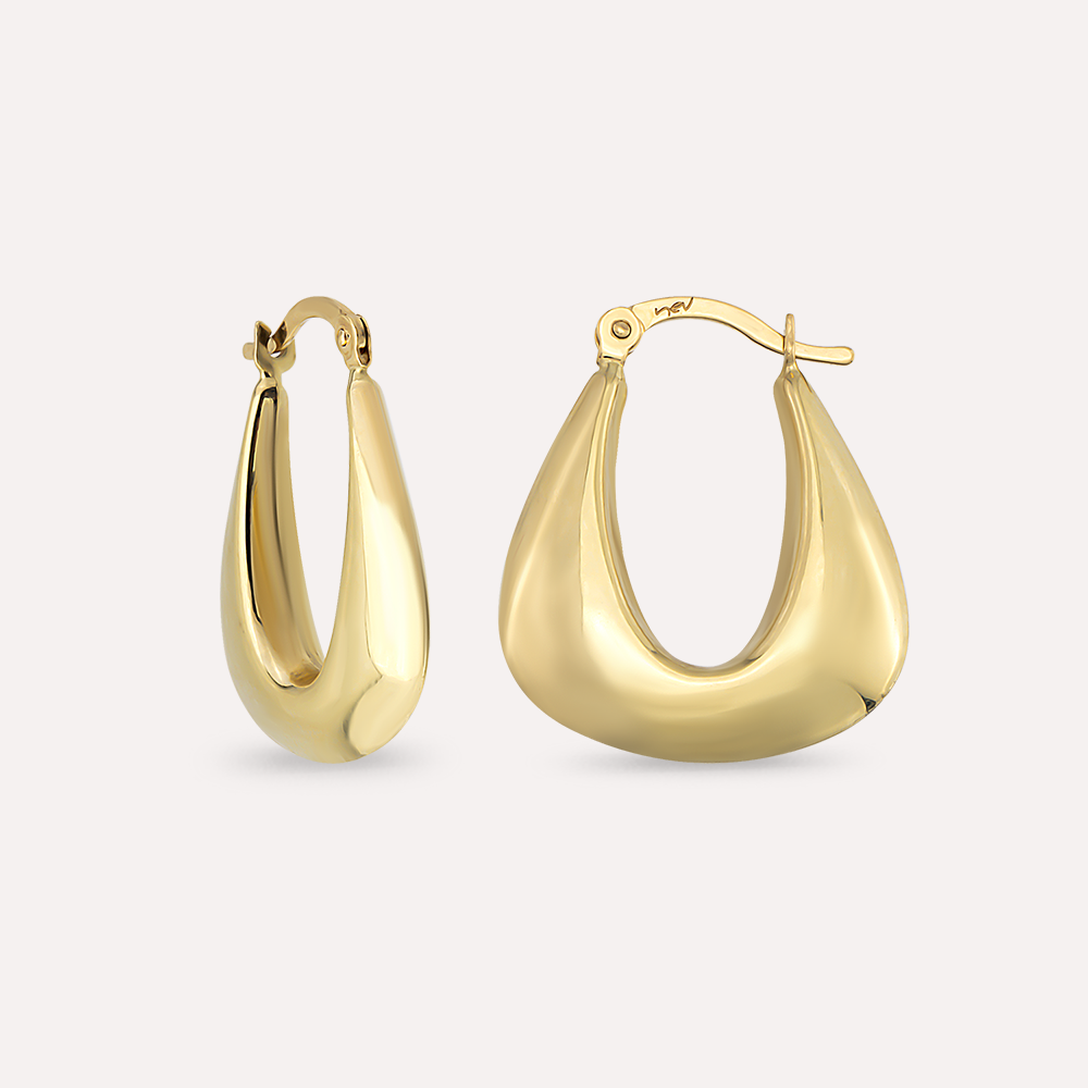 Nou Yellow Gold Hoop Earring - 2