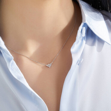 Nova 0.14 CT Baguette Cut Diamond White Gold Pendant - Nev Jewellery (1)