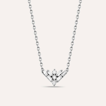 Nova 0.14 CT Baguette Cut Diamond White Gold Pendant - Nev Jewellery
