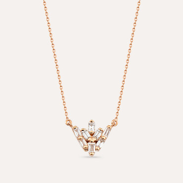 Nova 0.18 CT Baguette Cut Diamond Rose Gold Pendant - Nev Jewellery