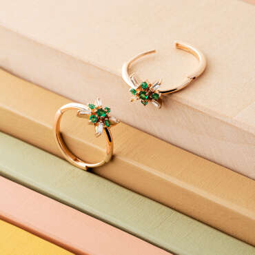 Nuova 0.48 CT Emerald and Baguette Cut Diamond Rose Gold Earring - Nev Jewellery