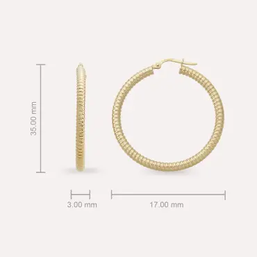 Nurl Yellow Gold Hoop Earring - Nev Jewellery (1)