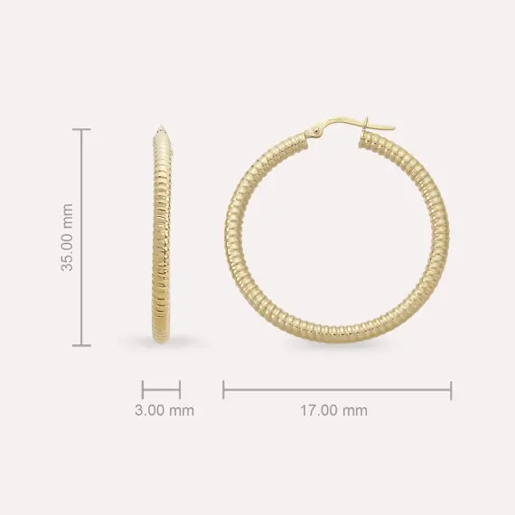 Nurl Yellow Gold Hoop Earring - 2