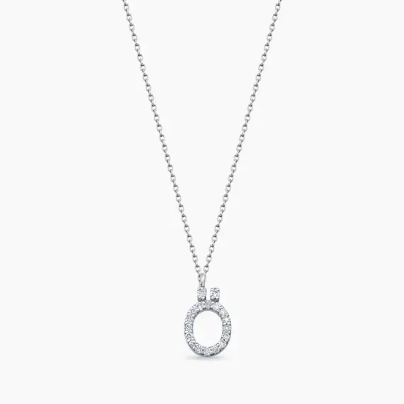Ö Harf 0.12 CT Pırlanta Taşlı Beyaz Altın Kolye - 1