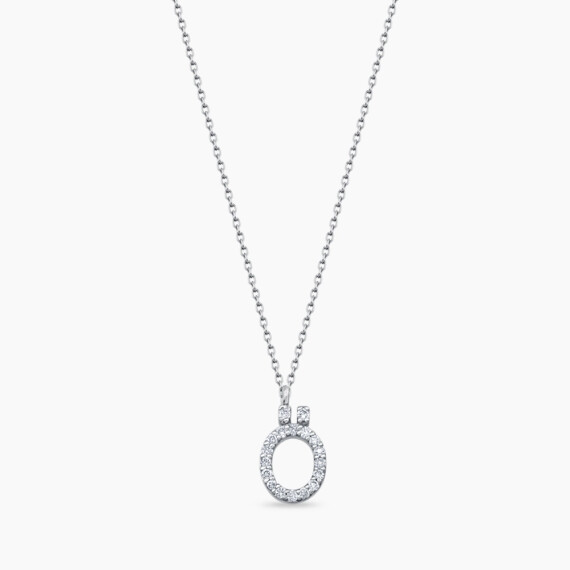 Ö Harf 0.12 CT Pırlanta Taşlı Beyaz Altın Kolye - Nev Jewellery
