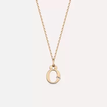 Ö Harf Baget Pırlanta Taşlı Rose Altın Kolye - Nev Jewellery (1)