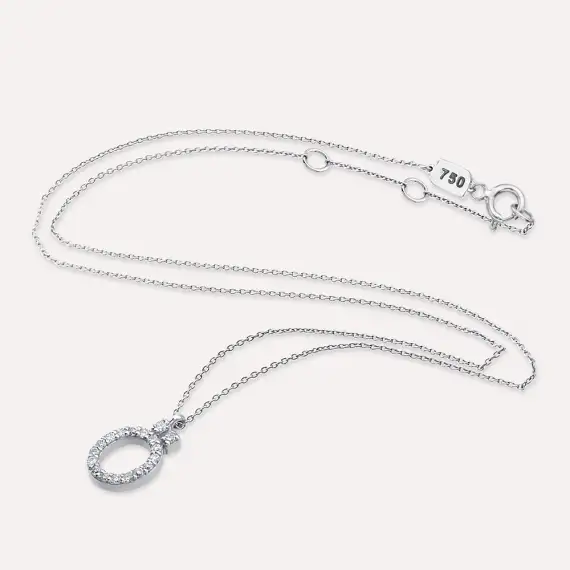 Ö Letter 0.12 CT Diamond White Gold Necklace - 3