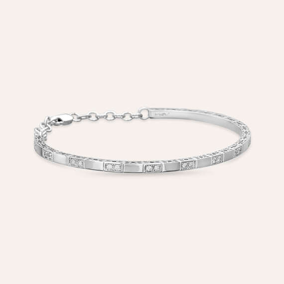 Oblong 0.41 CT Pırlanta Taşlı Beyaz Altın Bilezik - 3