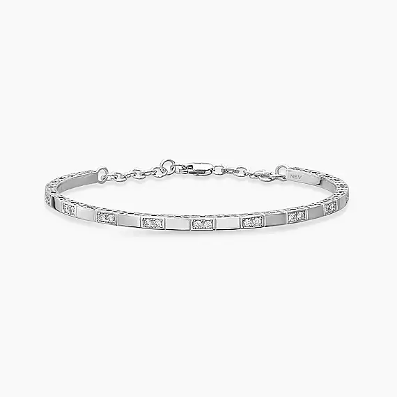 Oblong 0.41 CT Pırlanta Taşlı Beyaz Altın Bilezik - 2