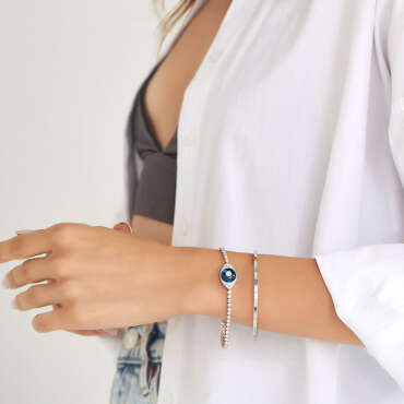 Oblong 0.41 CT Pırlanta Taşlı Beyaz Altın Bilezik - Nev Jewellery (1)