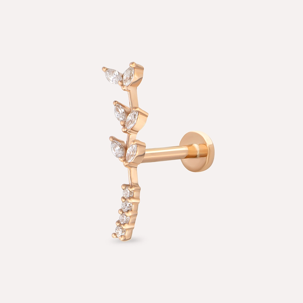 Olina Marquise Cut Diamond Rose Gold Piercing - 1