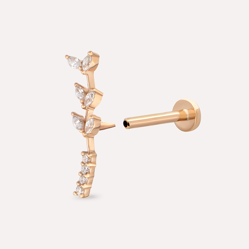 Olina Marquise Cut Diamond Rose Gold Piercing - 3