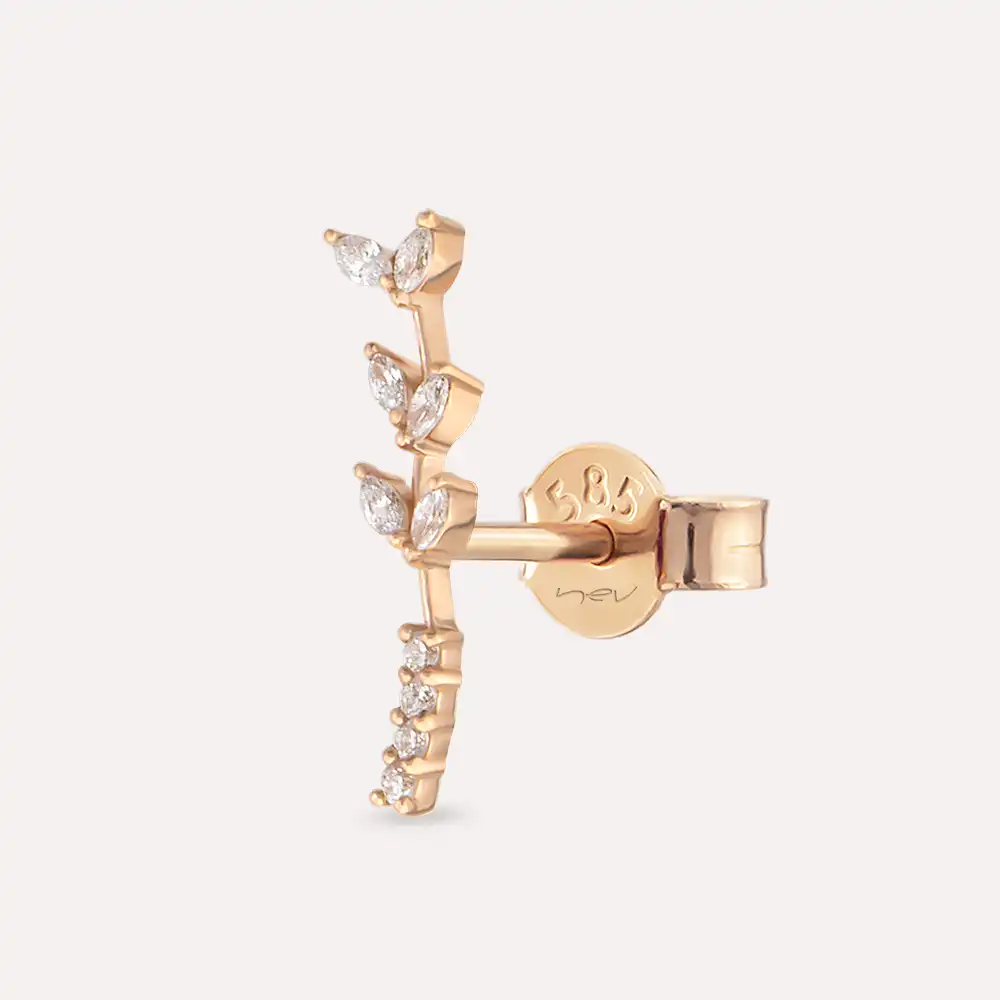 Olina Marquise Cut Diamond Rose Gold Single Earring - 1