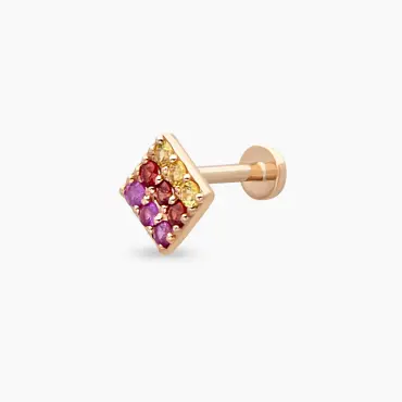 Ombre Multicolor Safir Taşlı Rose Altın Piercing - Nev Jewellery (1)
