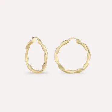 Ondra L Sarı Altın Halka Küpe - Nev Jewellery (1)