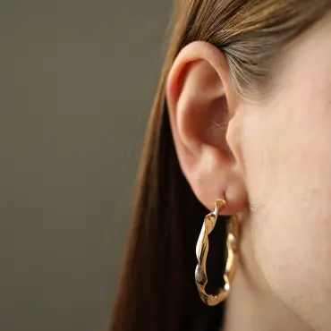 Ondra L Sarı Altın Halka Küpe - Nev Jewellery (1)