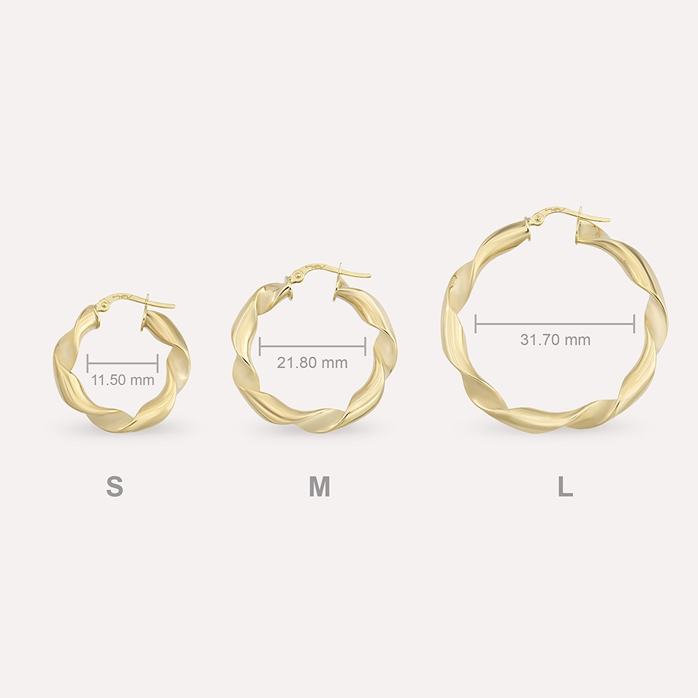 Ondra L Sarı Altın Halka Küpe - 4