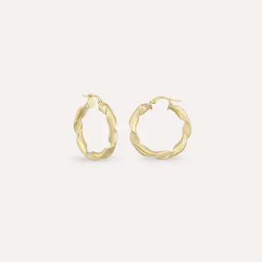 Ondra M Sarı Altın Halka Küpe - Nev Jewellery (1)