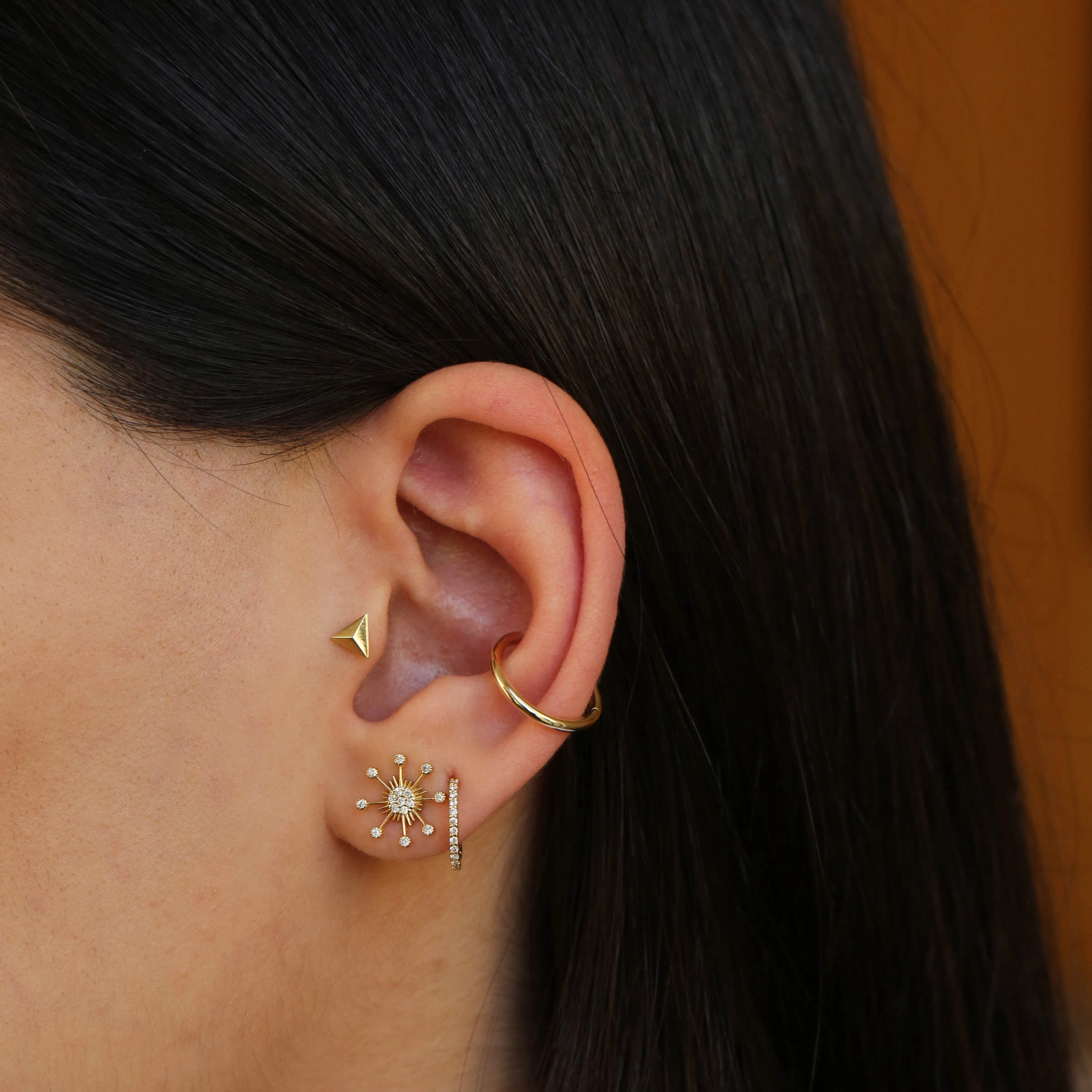 Orbit 0.07 CT Pırlanta Taşlı Sarı Altın Tek Küpe - Nev Jewellery (1)