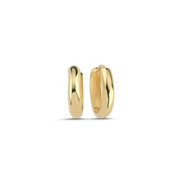 Orta Boy Sade Oval Halka Küpe (1,5x1,5 cm 2 mm) - NEV JEWELLERY