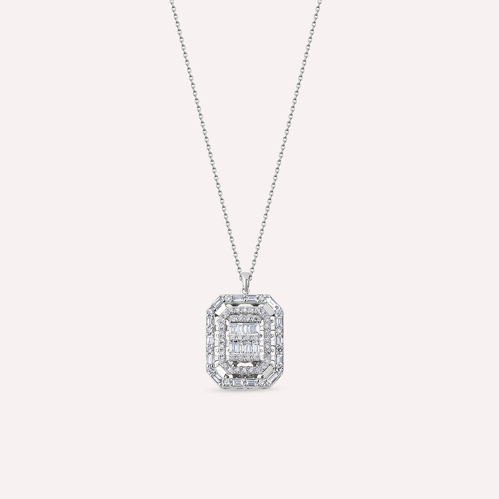 Oryn 1.23 CT Baguette Diamond White Gold Pendant - 1