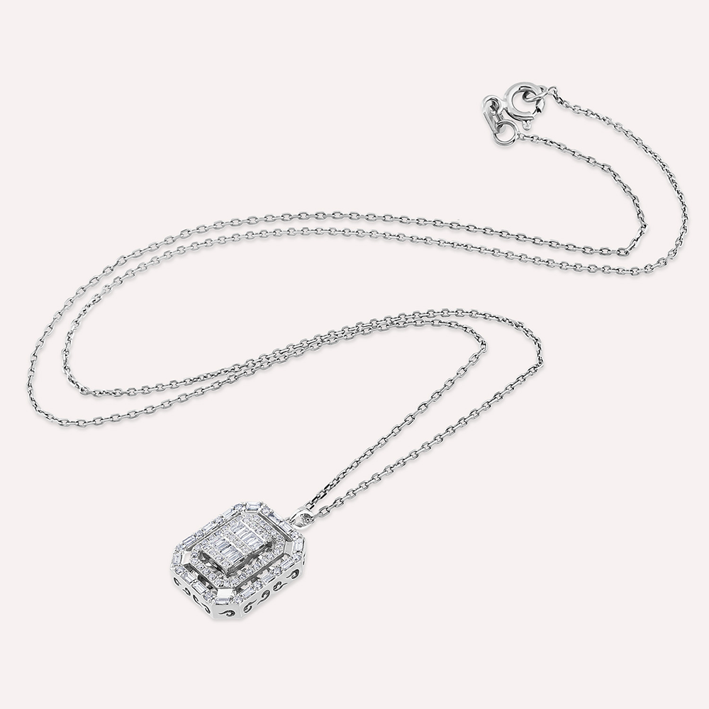 Oryn 1.23 CT Baguette Diamond White Gold Pendant - 2