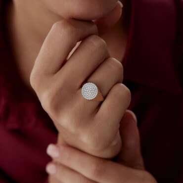 Oval Çizgi Tasarım Oval Taşlı Yüzük - NEV JEWELLERY (1)