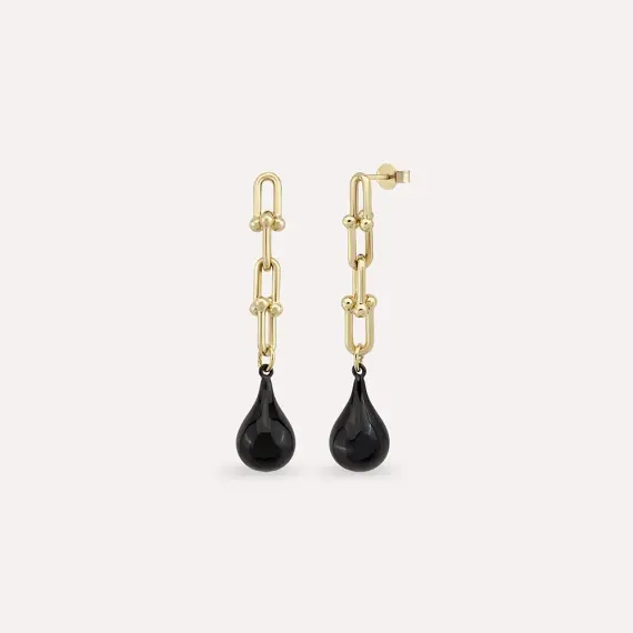 Oynx Yellow Gold Earring - 1