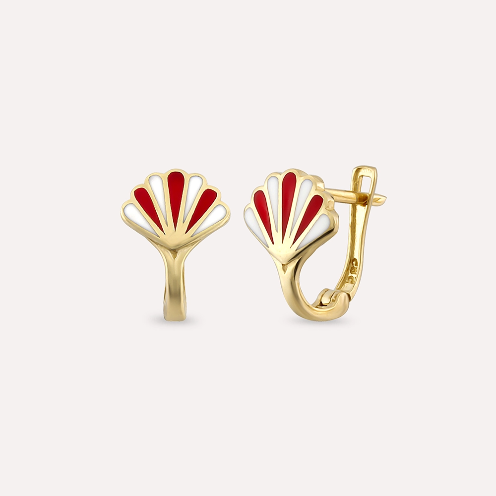 Oyster Enamel Yellow Gold Child Earring - 1