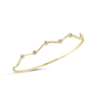 Papatya Beyaz Pembe Taşlı Kelepçe (6*5 Cm 1 Mm) - 