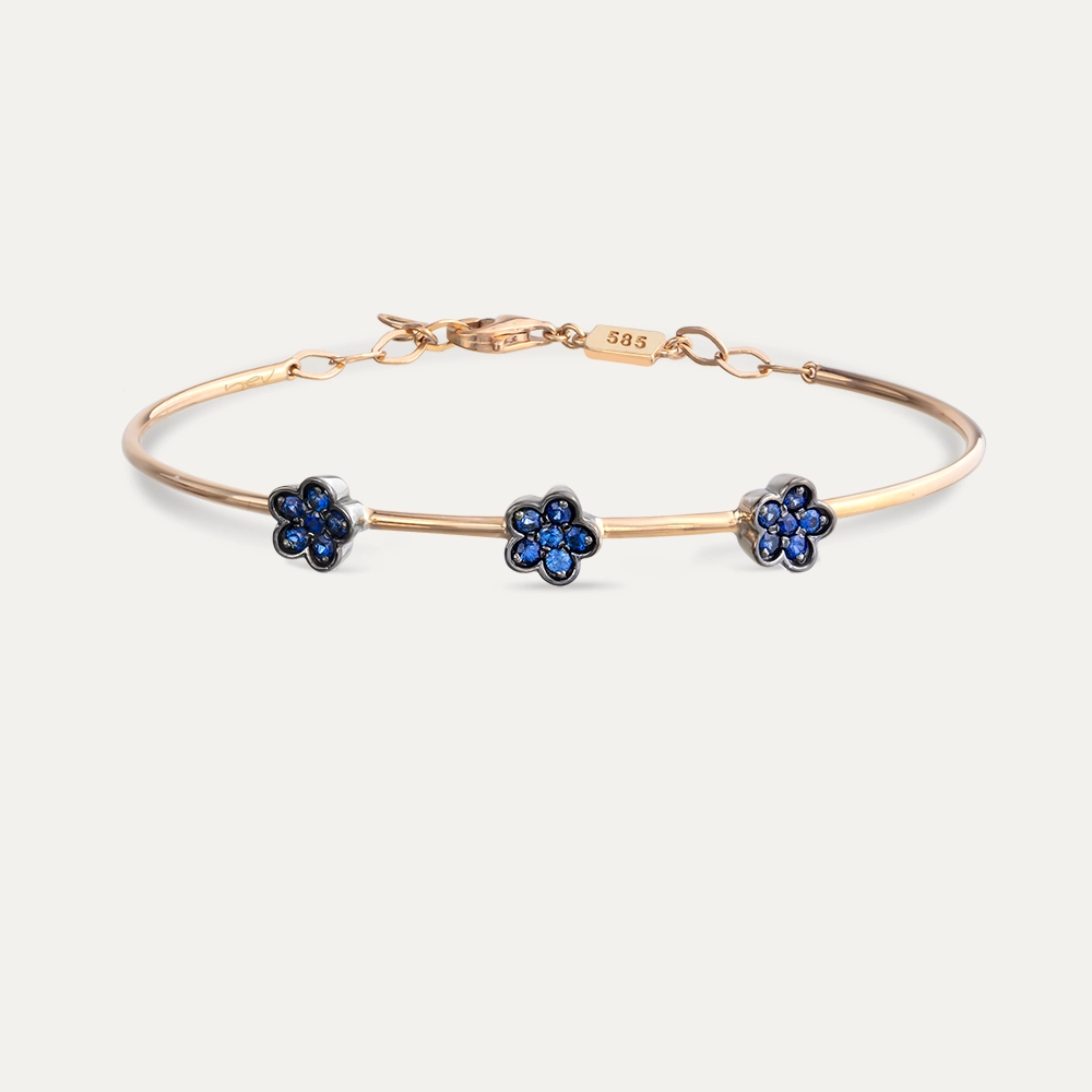 Paradise 0.38 CT Safir Taşlı Rose Altın Çiçek Bileklik - Nev Jewellery (1)
