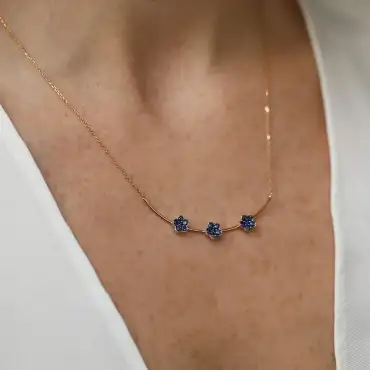 Paradise 0.60 CT Sapphire Rose Gold Flower Shaped Pendant - Nev Jewellery (1)