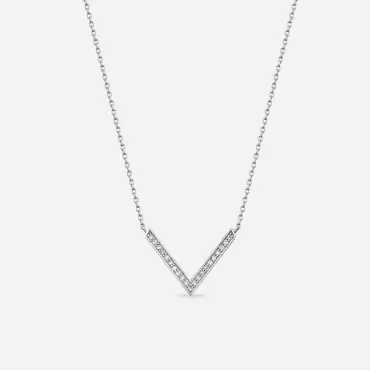 Path 0.09 CT Pırlanta Taşlı Beyaz Altın Kolye - Nev Jewellery (1)