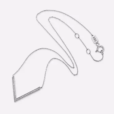 Path 0.15 CT Pırlanta Taşlı Beyaz Altın Kolye - Nev Jewellery (1)