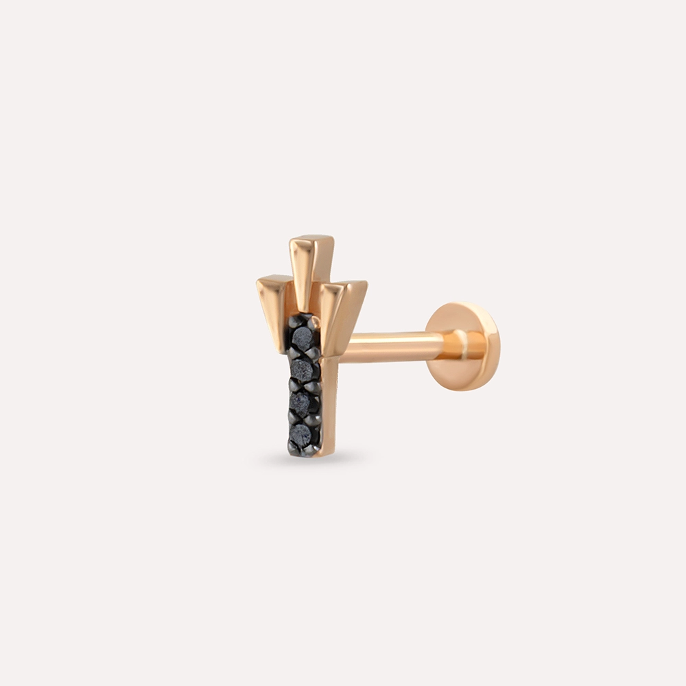 Peace Black Diamond Rose Gold Piercing - 1