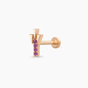 Peace Pink Safir Taşlı Rose Altın Piercing - Nev Jewellery (1)