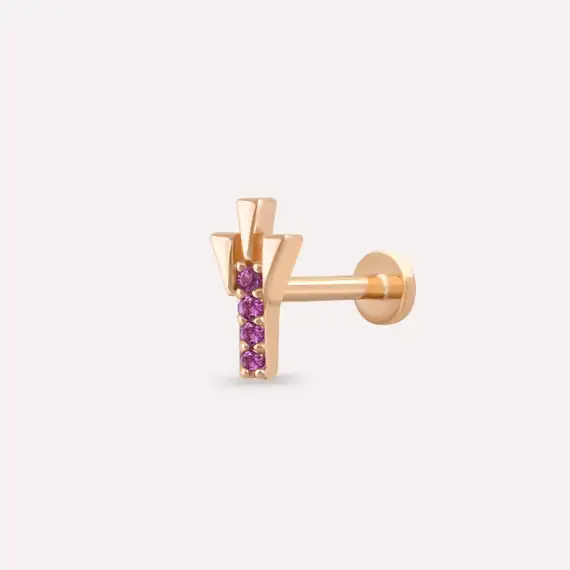 Peace Pink Sapphire Rose Gold Piercing - 1