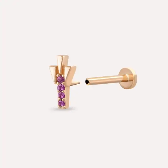 Peace Pink Sapphire Rose Gold Piercing - 4