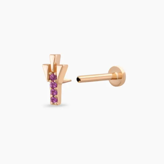 Peace Pink Sapphire Rose Gold Piercing - 4