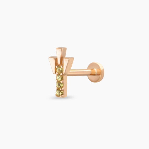 Peace Sarı Safir Rose Altın Piercing - Nev Jewellery