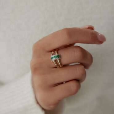 Pembe Baget Taşlı Daire Tasarım Yüzük - NEV JEWELLERY (1)