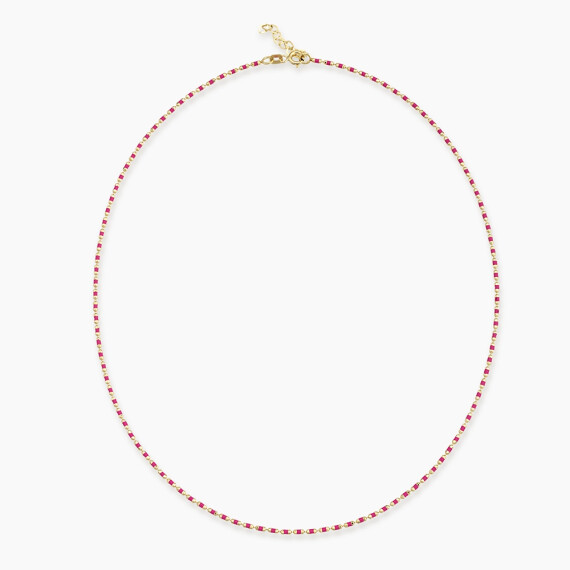 Pembe Mineli Sarı Altın Golf Kolye - Nev Jewellery