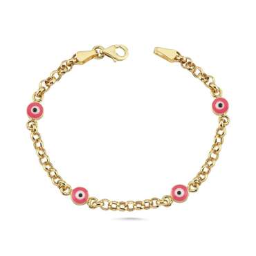 Pembe Nazar Boncuklu Bileklik - 