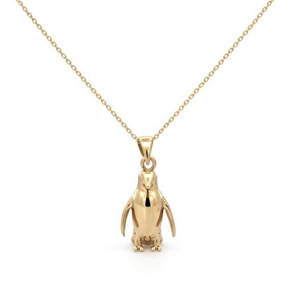Penguen Figürlü Altın Kolye (2*0.5Cm) - 1