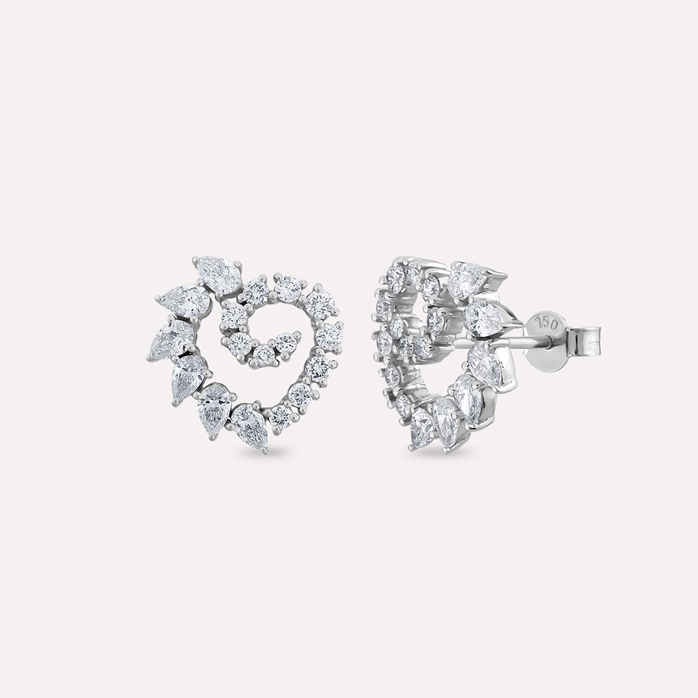 Peri 1.71 CT Damla Kesim Pırlanta Taşlı Beyaz Altın Küpe - Nev Jewellery (1)