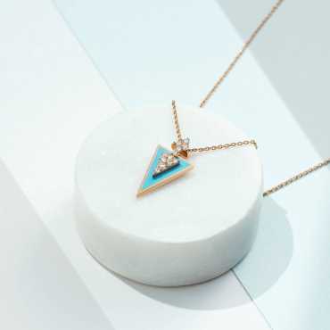 Perseus Pırlanta Taşlı ve Mavi Mineli Kolye - Nev Jewellery